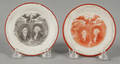 Two transferware cup plates with Lafayette and Washington portraits 19th c