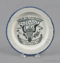 Leeds blue feather edge Arms of the United States plate 19th c