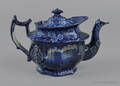 Historical blue Staffordshire Baltimore Alms House teapot 19th c