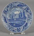 Historical blue Staffordshire Columbia College New York small plate 19th c