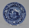 Historical blue Staffordshire Catholic Cathedral New York small plate 19th c