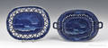 Historical blue Staffordshire West Point Military Academy reticulated bowl and undertray 19th c