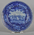 Historical blue Staffordshire Commodore MacDonnoughs Victory plate 19th c