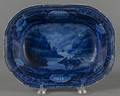 Historical blue Staffordshire Highlands Hudson River open vegetable 19th c