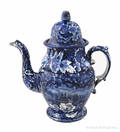 Historical blue Staffordshire Commodore MacDonnoughs Victory coffee pot 19th c