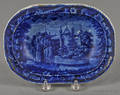 Historical blue Staffordshire La Grange East View open vegetable dish 19th c
