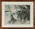 Lithograph sailing scene