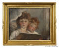 American pastel portrait of two children