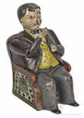 Cast iron  Tammany  mechanical bank manufactured by J  E Stevens Company