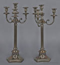 Pair of Neoclassical silver plated candelabra 19th c