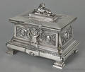 French Napoleonic silver on bronze jewel casket ca 1870