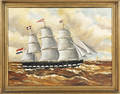Oil on canvas ship portrait 19th c