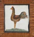 Pennsylvania watercolor drawing of a rooster mid 19th c