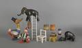 Group of Schoenhut circus animals and accessories