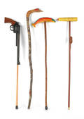 Four contemporary carved and painted canes