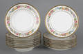Set of eight French porcelain plates and eight soup bowls