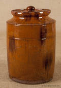 American redware lidded crock