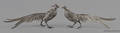 Pair of 800 silver pheasant form table decorations