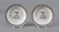 Pair of Chinese export porcelain Arms of Maunsell shallow bowls 18th c