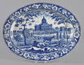 Historical blue Staffordshire Boston State House platter 19th c