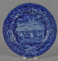 Historical blue Staffordshire Commodore MacDonnoughs Victory plate 19th c
