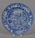 Historical blue Staffordshire Waterworks Philadelphia plate 19th c