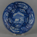 Historical blue Staffordshire Wadsworth Tower shallow bowl 19th c