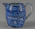 Historical blue Staffordshire Commodore MacDonnoughs Victory cream pitcher 19th c