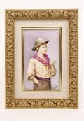 Royal Vienna Porcelain Plaque Smoking Boy