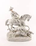 Royal Dux Porcelain Group Horse Rider  Hounds