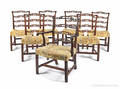 Set of seven English mahogany ribbonback dining chairs 19th c