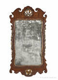 George III walnut veneer and parcel gilt looking glass ca 1760