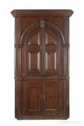 Pennsylvania architectural walnut twopart corner cupboard ca 1780