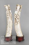 Two Chinese carved ivory Guanyin figures