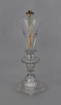 Pittsburgh glass clear cut whale oil lamp