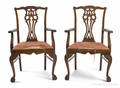 Pair of Chippendale style mahogany armchairs