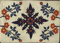 Hooked rug Blue Snowflake ca 1900