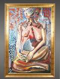 Large Abstract Female Nude Oil on Canvas