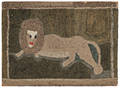 American hooked rug of a recumbent lion 20th c