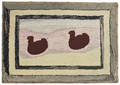 Hooked rug of ducks on a pond 20th c