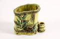 Green Glazed Faux Bamboo Porcelain Brush Pot