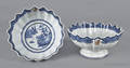 Rare pair of Chinese export blue and white armorial monteiths ca 1800