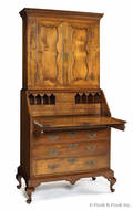 New Hampshire Queen Anne tiger maple secretary desk ca 1760