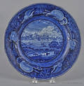 Historical blue Staffordshire City of Albany plate 19th c