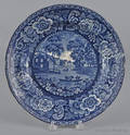Historical blue Staffordshire Albany soup bowl 19th c