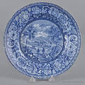 Historical blue Staffordshire Hobart Town plate 19th c