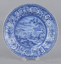 Historical blue Staffordshire Wrights Ferry on the Susquehanna plate 19th c
