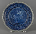 Historical blue Staffordshire Capitol Washington plate 19th c