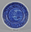 Historical blue Staffordshire Columbia College New York plate 19th c