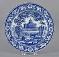 Historical blue Staffordshire Boston State House shallow bowl 19th c
